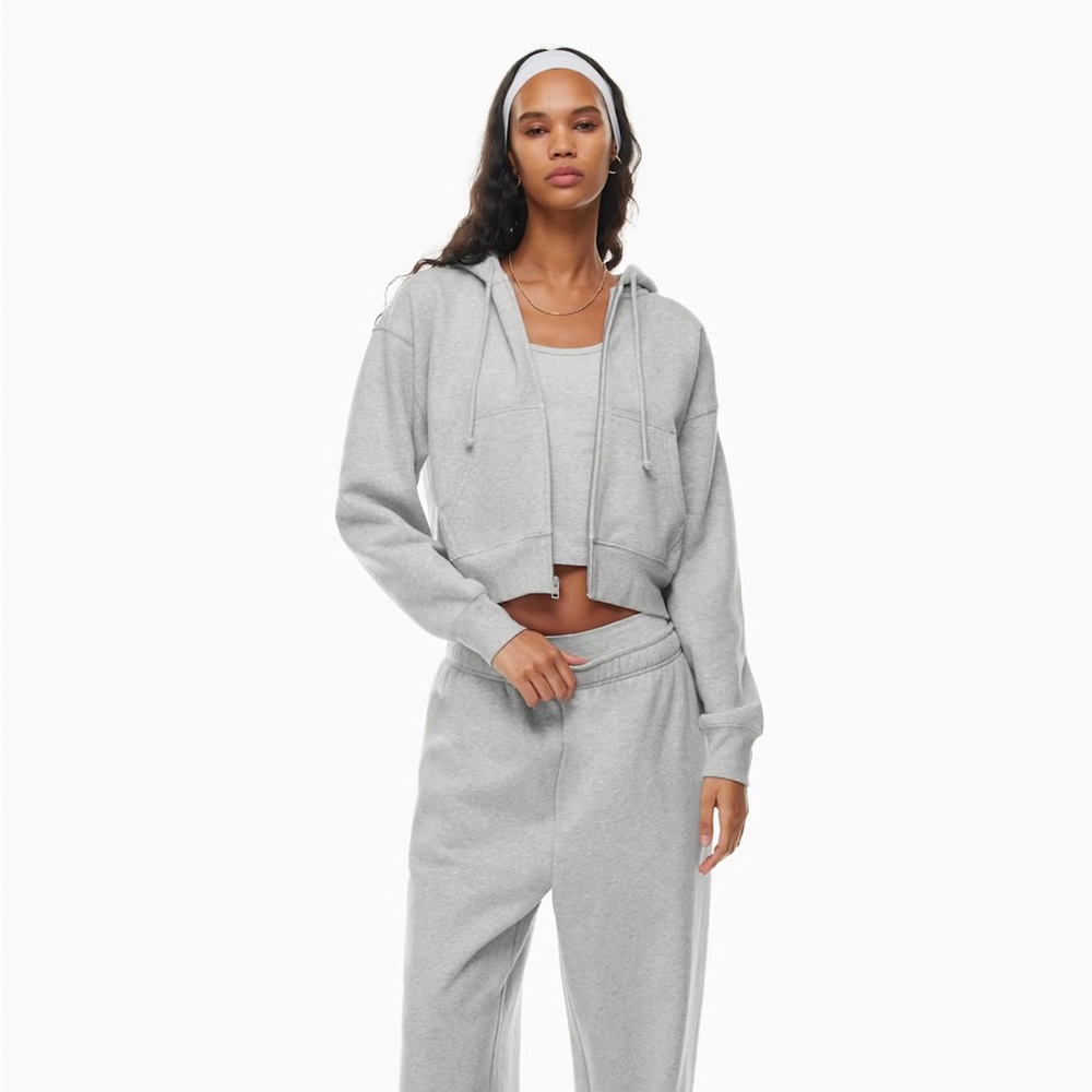 Aritzia TNA grey boyfriend boxy zip hoodie XS